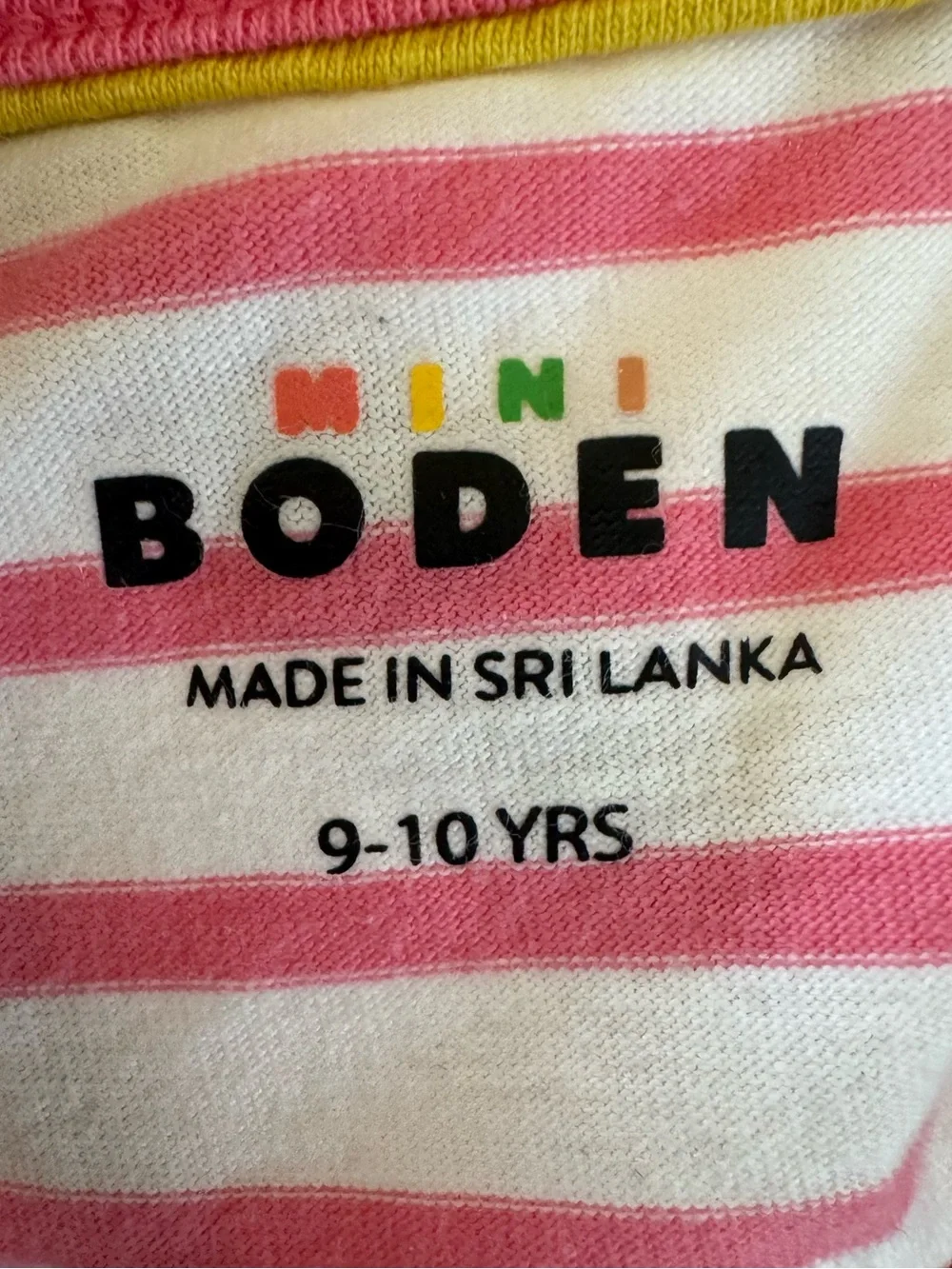 Mini Boden Girls' Pink Stripe Dachshund Applique Long-Sleeve Top Size 9-10Y